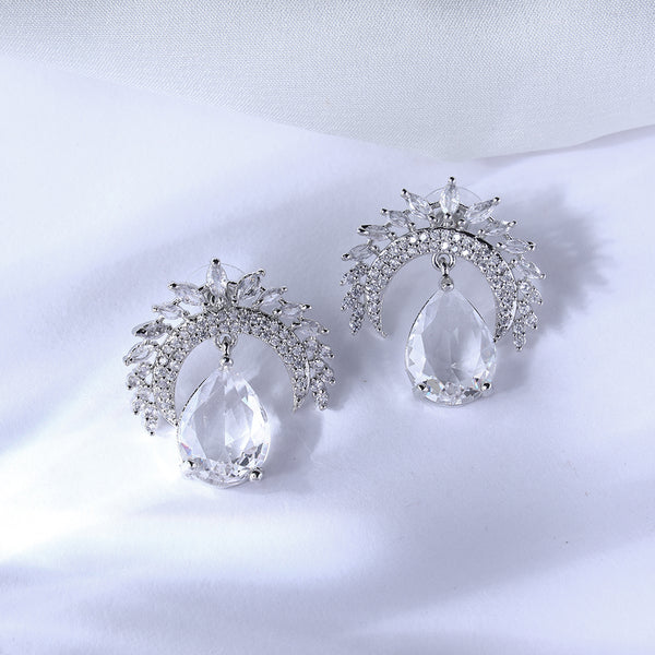 Cubic Zirconia Marquise Drop Wedding Earring