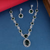 Rhodium Plated Round Shaped Necklace Set