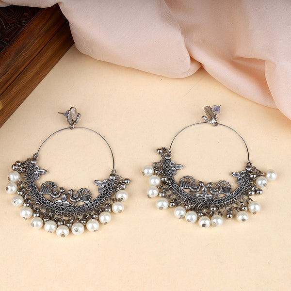 Oxidized Jhumka With Pearl Chandbali