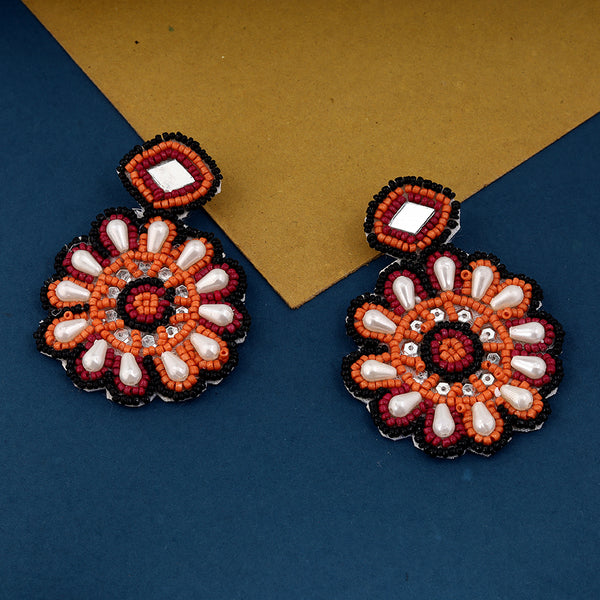 Multicolor Flower Design Mirror Work Earring