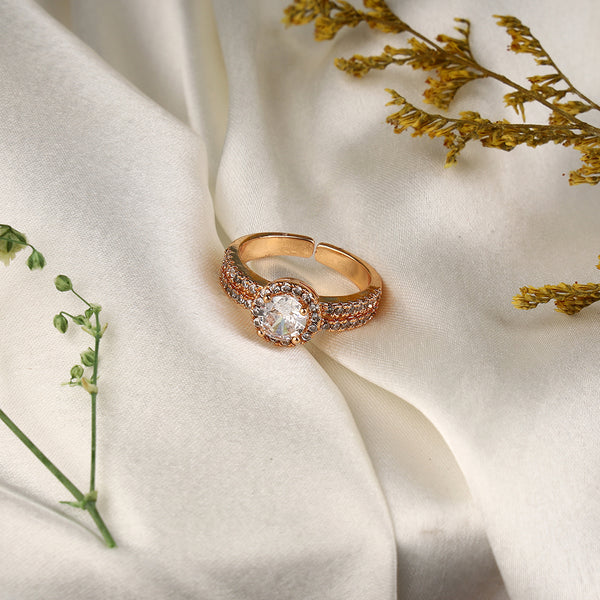 Double Layered CZ Gold Plated Ring