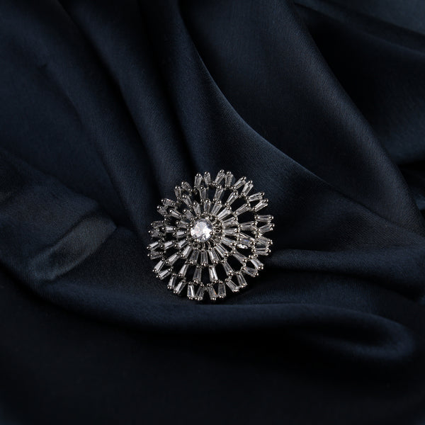 American Diamond Floral Design Ring