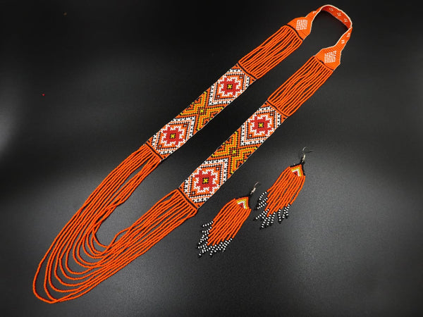 Orange Color Beaded Necklace