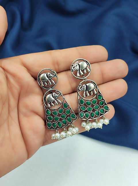 Elephant shape silver replica Earrings