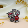 Ruby Stone Peacock Design Oxidized Silver Ring