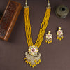 Flower Design Kundan Long Necklace Set
