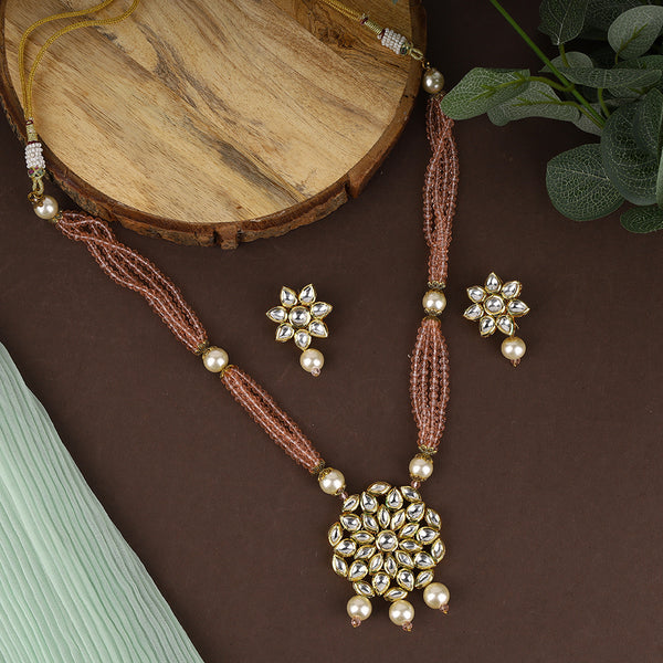 Kundan Beaded Long Necklace Set