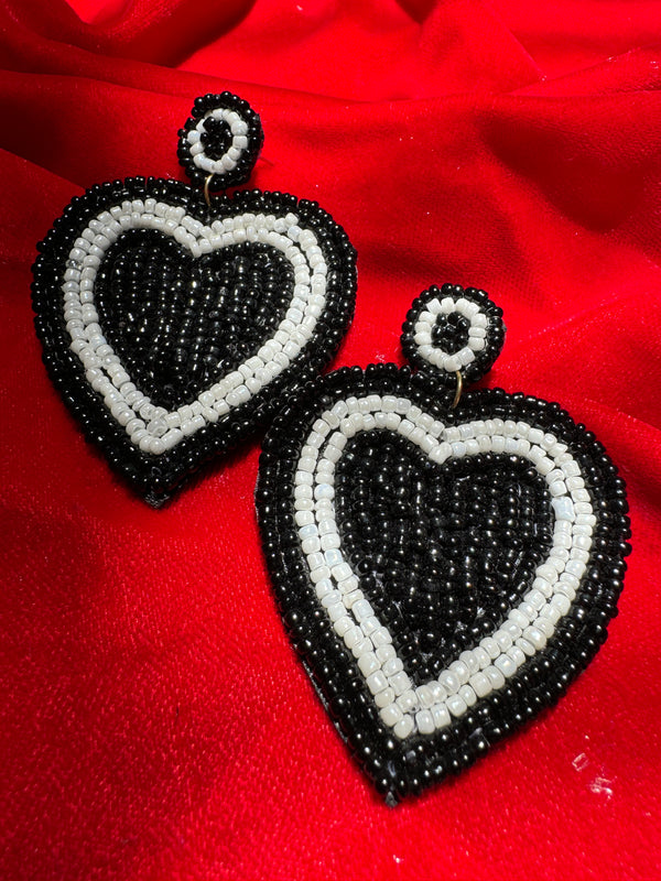 Heart Shape Black Handcrafted Earring