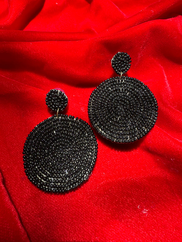 Black Beaded Earrings