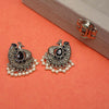 Black Stones Mayur Pearl Oxidized Earrings