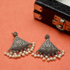 Antique Silver Triangle Pearl Earrings