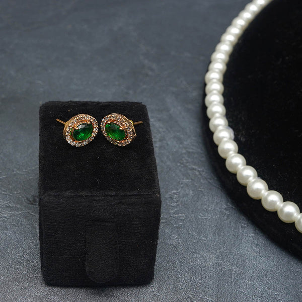 Synthetic Ruby And Diamond Stud