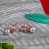 Elegant Fashion Bow Diamond Earrings with Hanging Pearl For women