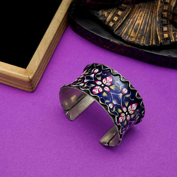 Folk Hand Painted Flower Design Cuff Bracelet