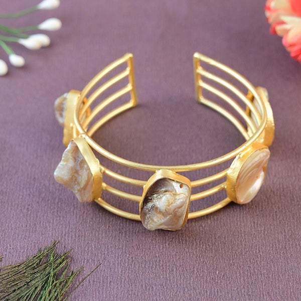 Meraki Golden Druzy Stone Beaded Adjustable Bracelet