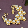 Meraki Gold Plated Adjustable Bracelet with White Pearl