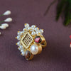 Meraki Gold Plated Ring with Pearl