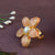 Meraki White Pearl Peach Flower Gold Plated Ring