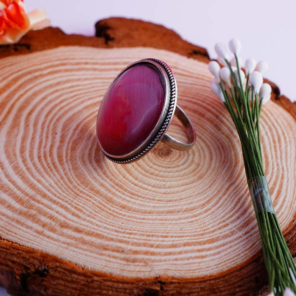 Meraki Silver Plated Round Shaped Ring