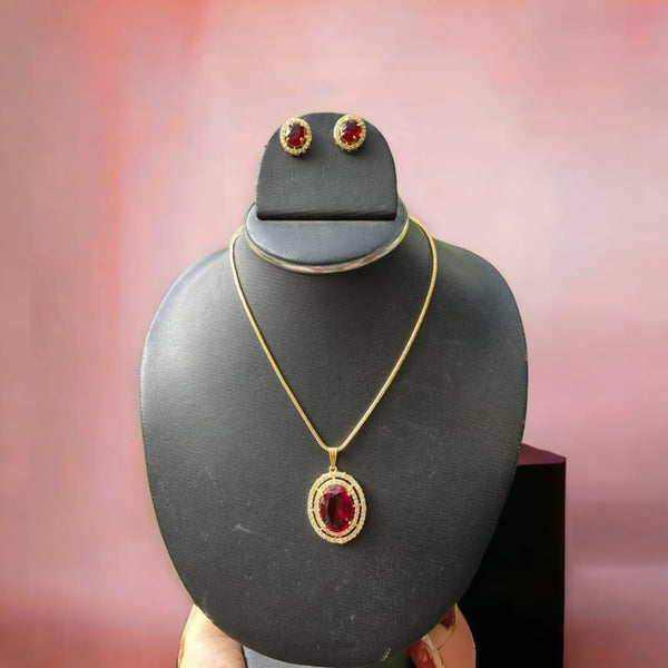 Meraki Gold plated Studded Pendant Sets with Earrings