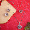 Oxidized Flower Shaped Pendant Set