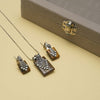 Silver Sandstone Square Style Classy Pendant Set