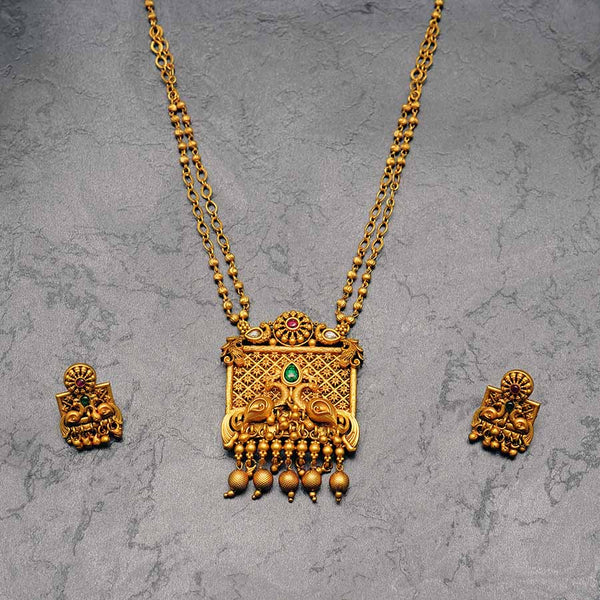 Double Line Square Designer Pendant Set