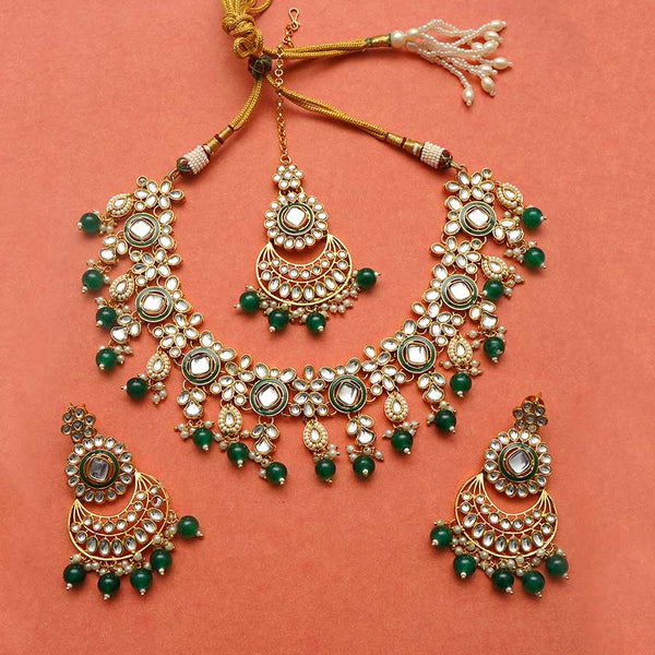 Gold Plated Kundan Set with Pearls