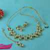 Gold Plated Kundan Necklace & Earrings with Mang tikka