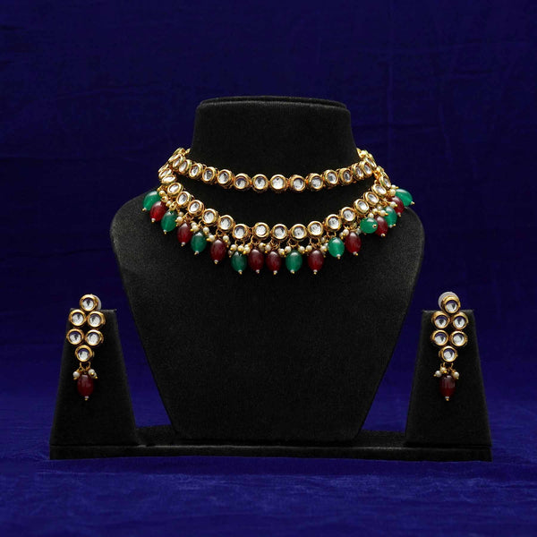 Meraki Gold Plated Kundan Necklace Set