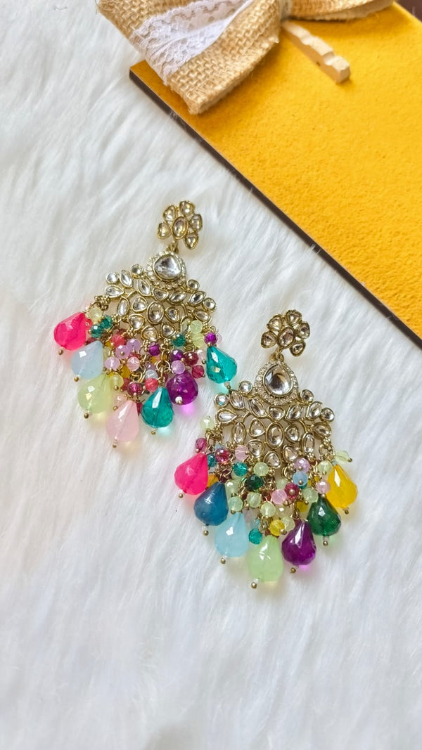 Kundan Polki Chand Bali Earrings