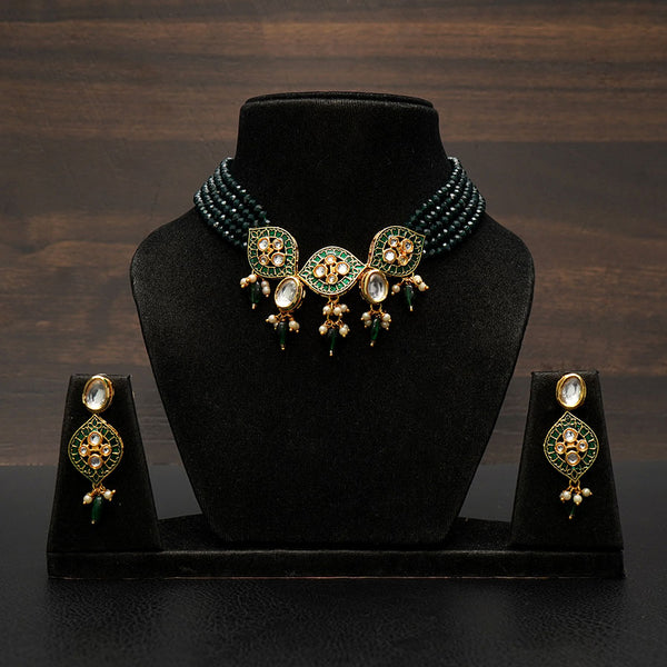 Meraki Beaded Kundan Stone Meenakari Necklace