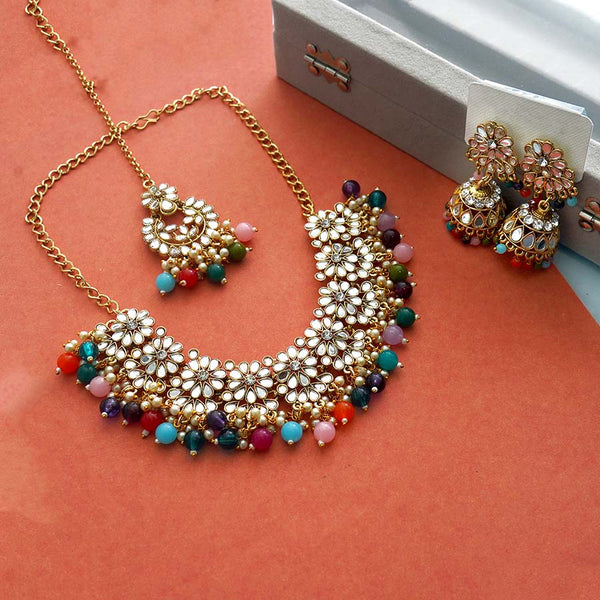 Meraki Traditional Gold-Plated Stone Choker Set