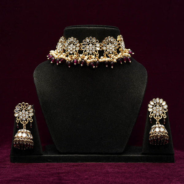 Meraki Traditional Gold-Plated Stone Choker Set