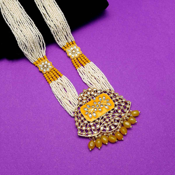 Gold Plated Kundan & Beads Neckpiece