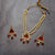 Double Line Gold Plated Kundan Polki Maroon Necklace Set
