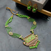 Gold Plated Peacock Shaped with Meenakari work on Beads