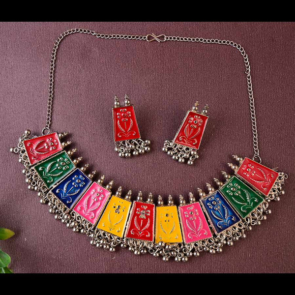 Oxidized Multicolor Ethnic Adjustable Choker