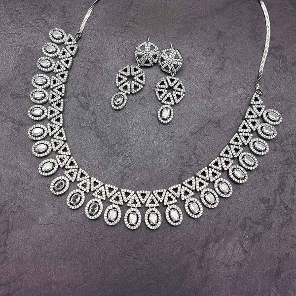 Beautiful Diamond Finished American Diamond choker with Earrings