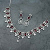American diamond with Wine Stone Silver Finish
