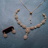 Single Lined Gold Plated Stone Studded Necklace Set with Earrings