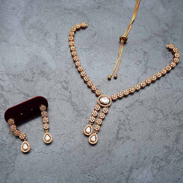 Rose Gold Diamond Look Necklace Set