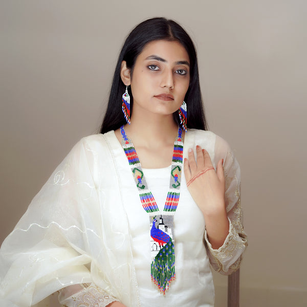 Meraki Trends Multicolor Peacock Design Necklace
