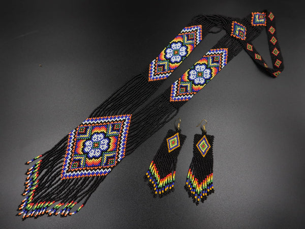 Multicolor Ethnic Beaded Long Set