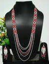 Meraki Trends Red & White Ukrainian Beaded Long Set
