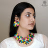 Multicolor Flower Design Choker Set