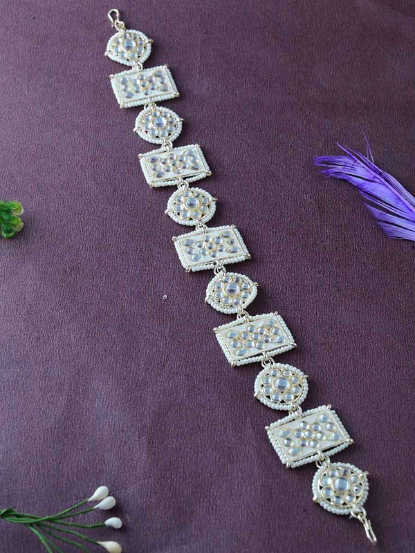 Meraki Gold Plated Kundan Pearl Mathapatti