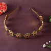 Meraki Gold Plated Traditional Floral Shaped Kundan Hairband/Matha Patti