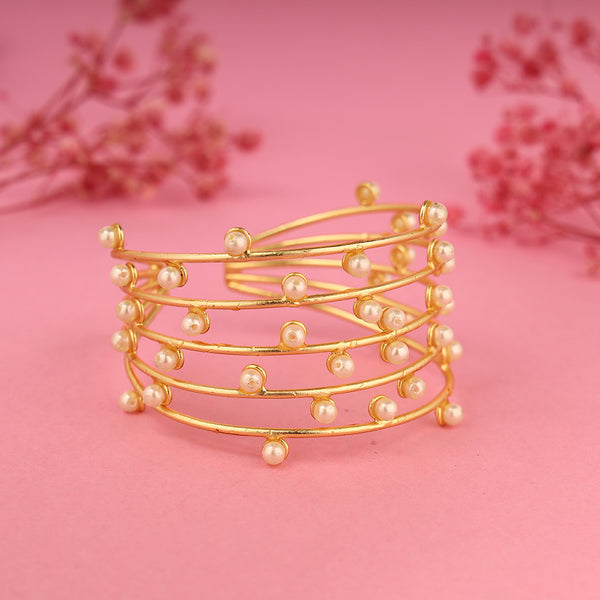 Premium Golden Handcuff with Pearls