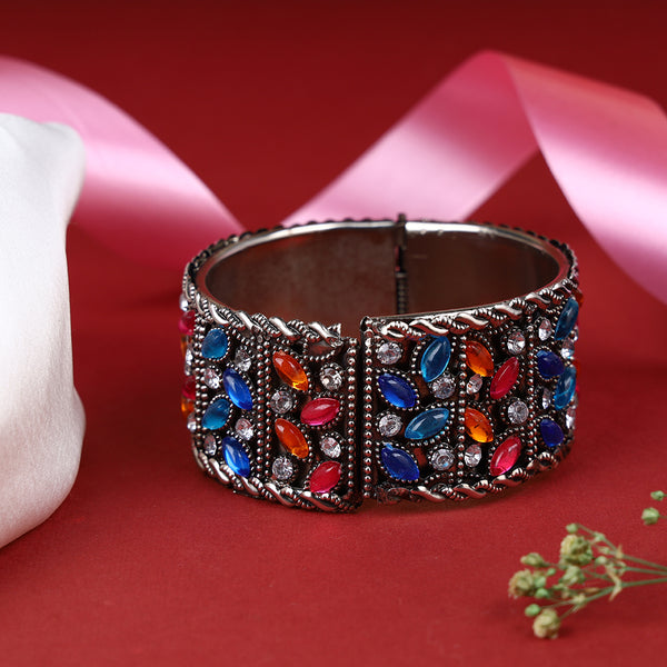 Mirror Work Silver Tone Kada